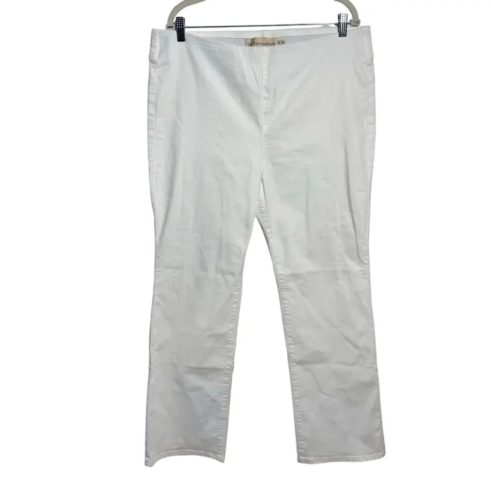 Soft‎ Surroundings Bootcut Stretch Waist Pull On Minimal Coastal Pants XL White